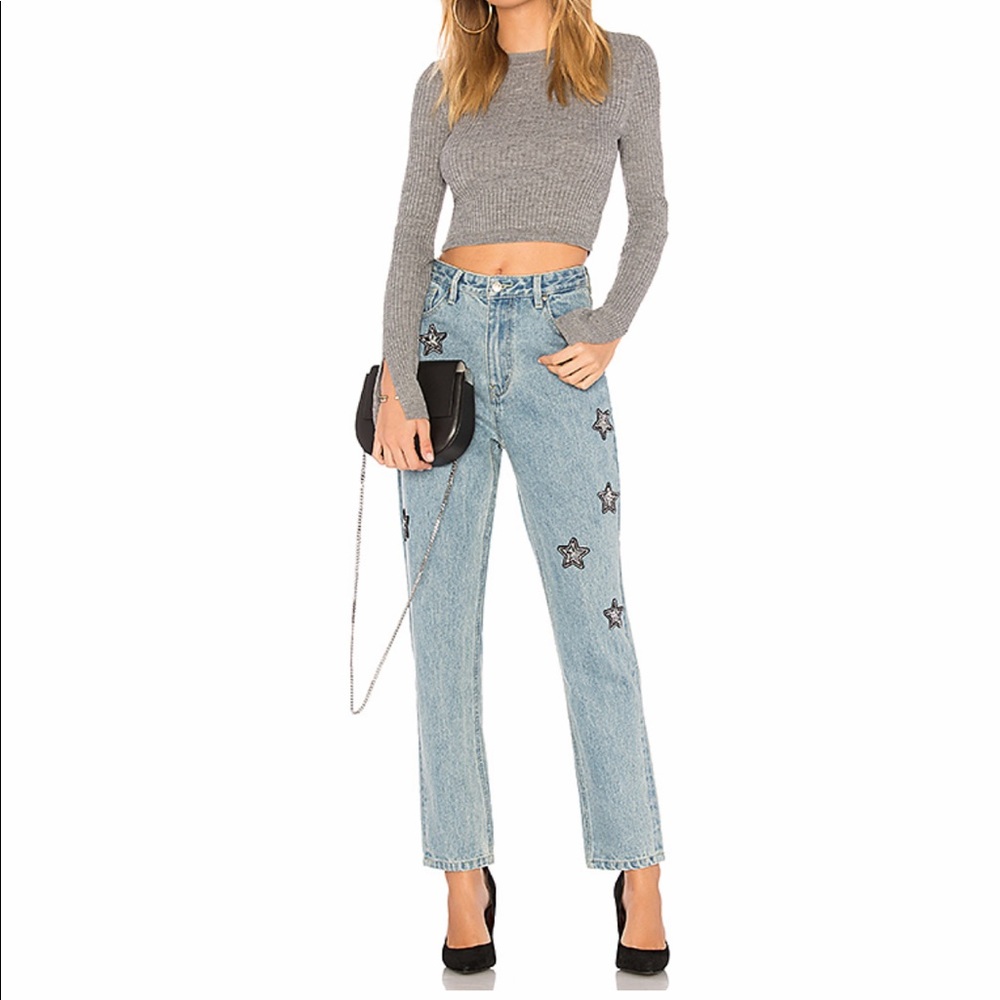 REVOLVE MINKPINK CRYSTAL STAR VINTAGE BLUE JEANS